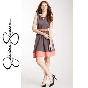 JESSICA SIMPSON Pleated Colorblock Dress